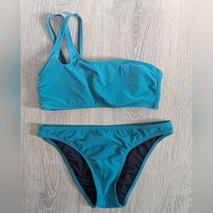 Teal One-Shoulder‎ Bikini Set